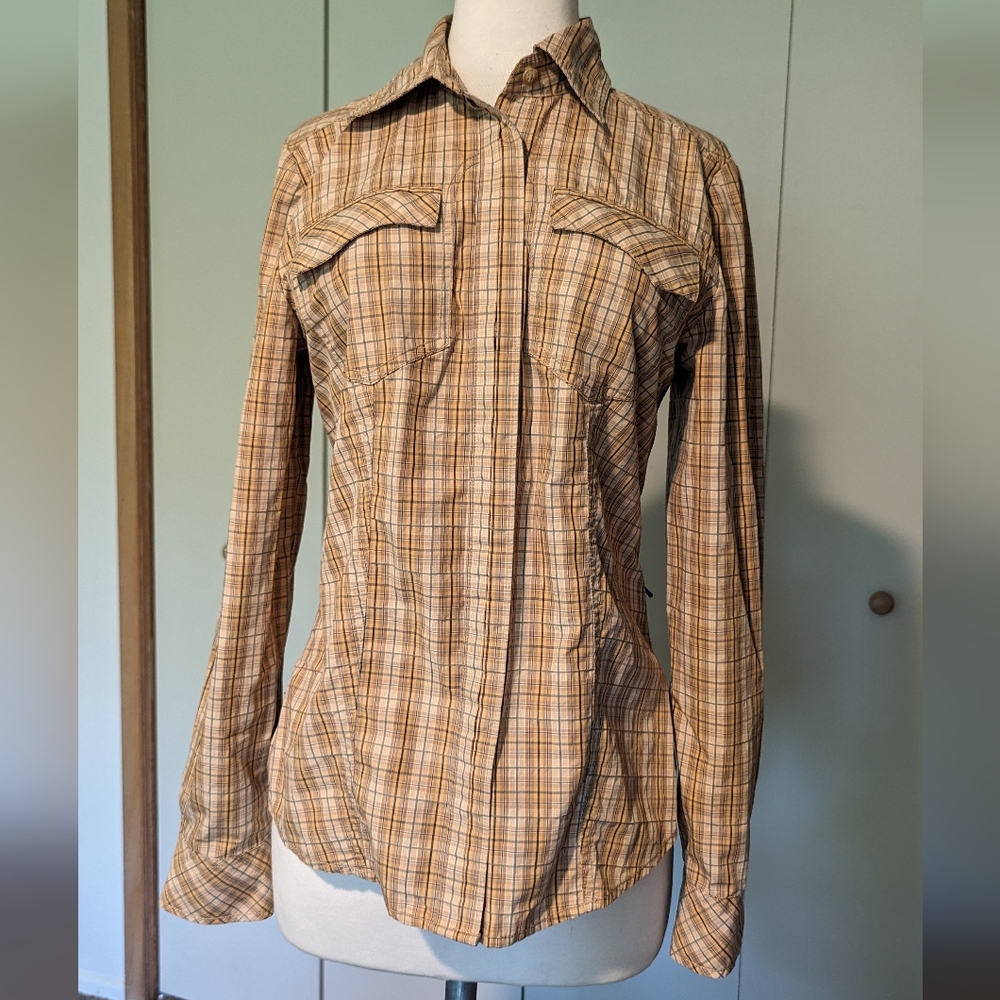 REI Tan Plaid Button-Down Shirt